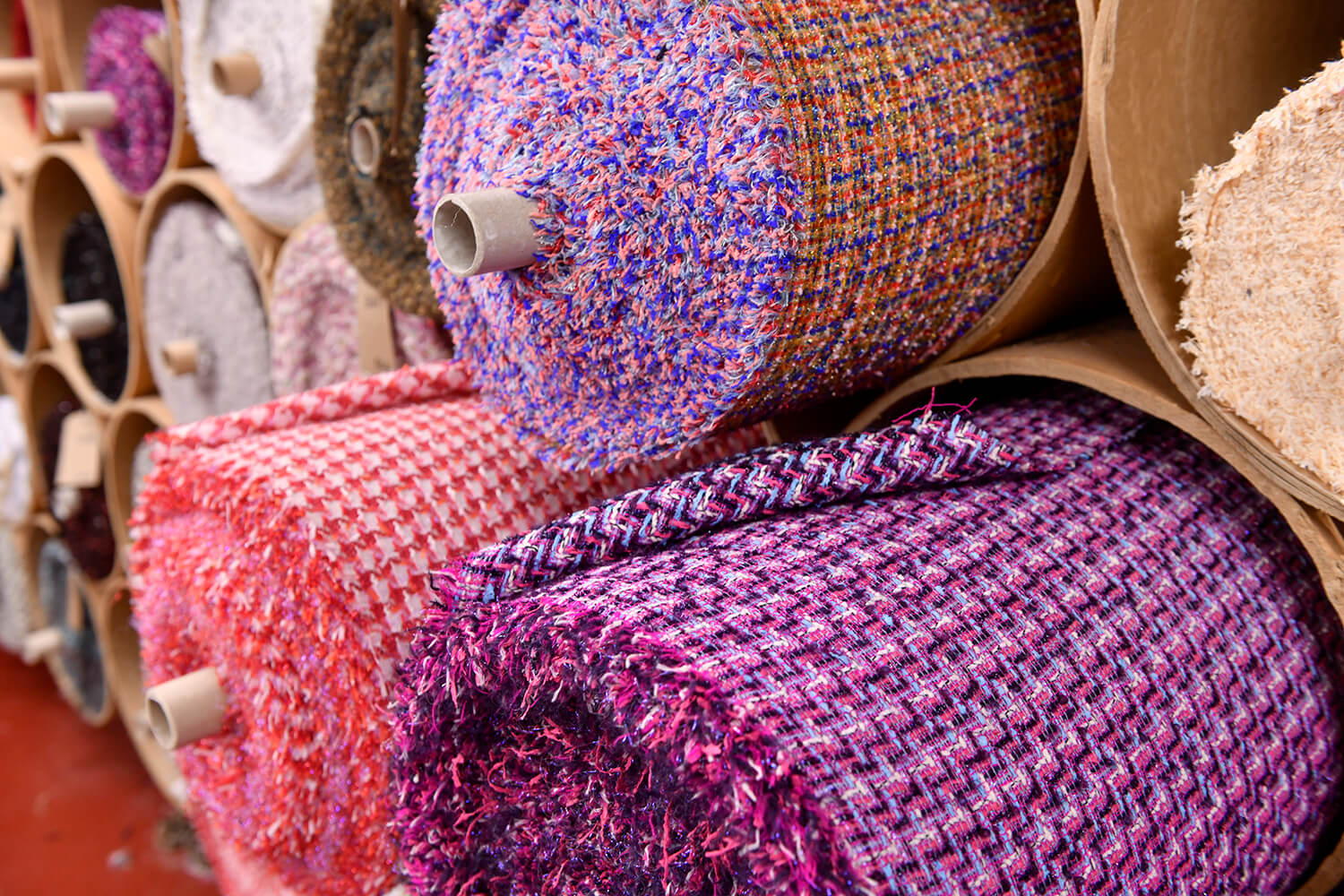 Selection of Linton Tweed materials that are made in Cumbria